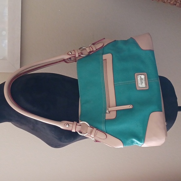Tignanello Teal & Tan Leather Shoulder Bag - Picture 2 of 11